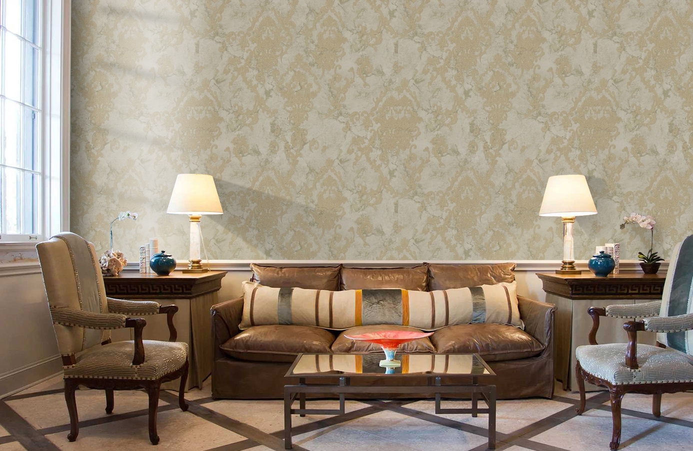 Обои M13001 фото в интерьере кабинета