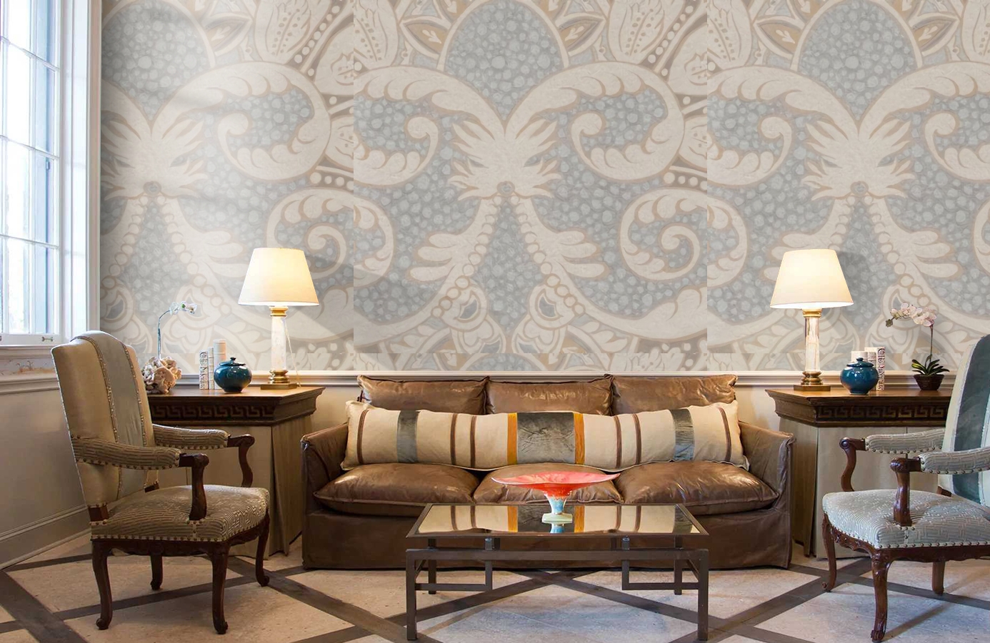 Обои Rococo Metallic 1 фото в интерьере кабинета