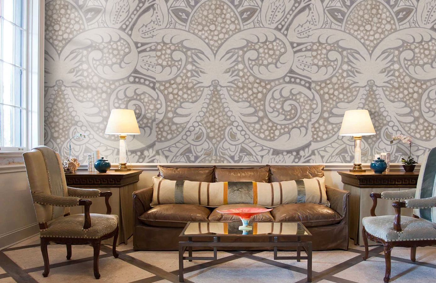 Обои Rococo Metallic 4 фото в интерьере кабинета