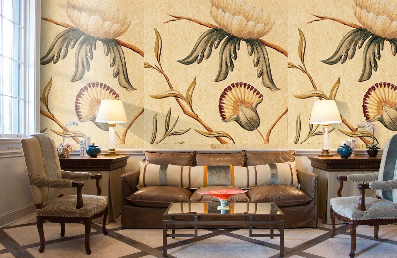 Обои Adamseden-Buttermilk-Wpcw фото в интерьере кабинета