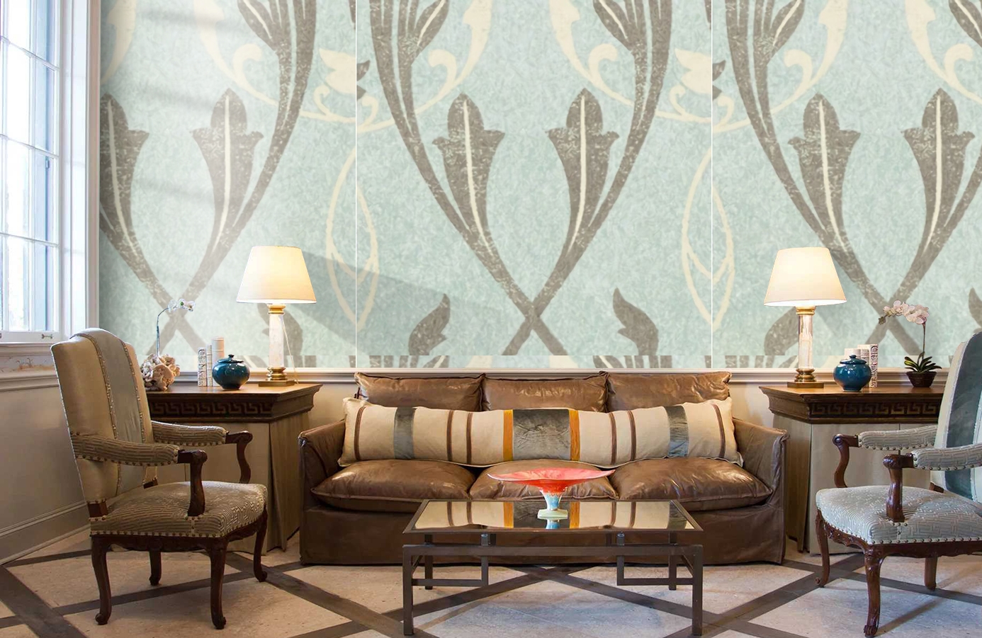 Обои Chateau-Powderblue-Wpcw18 фото в интерьере кабинета