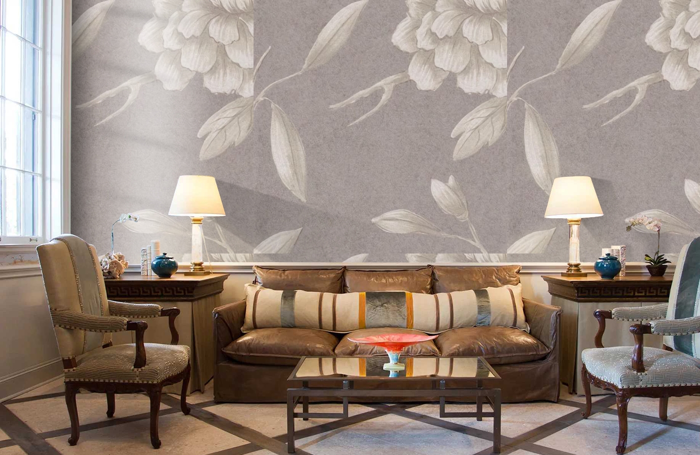 Обои Jasper Peony Metallic 3 фото в интерьере кабинета