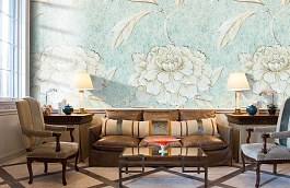 Обои Jasperpeony-Balticblue-Wp фото в интерьере кабинета превью