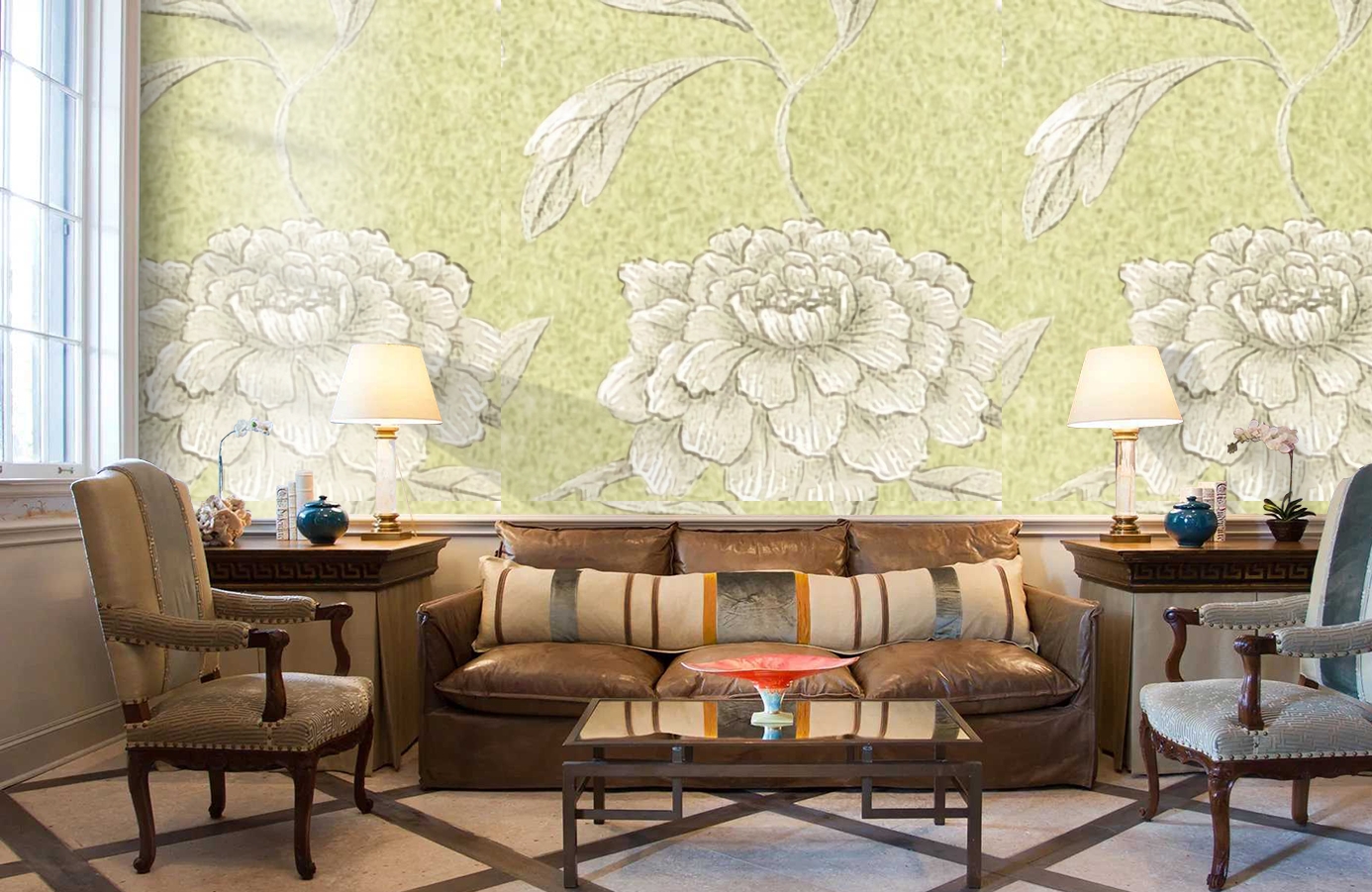 Обои Jasperpeony-Celadon-Wpcw1 фото в интерьере кабинета