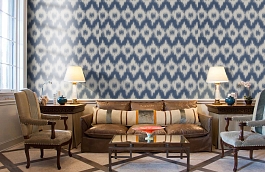 Обои Flamme De France Indigo F фото в интерьере кабинета превью