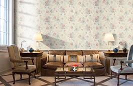Обои Florette Rose Fabric фото в интерьере кабинета превью