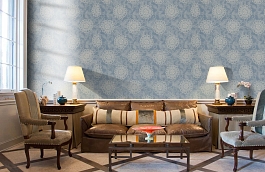 Обои Tournesal Bleu Fabric фото в интерьере кабинета превью