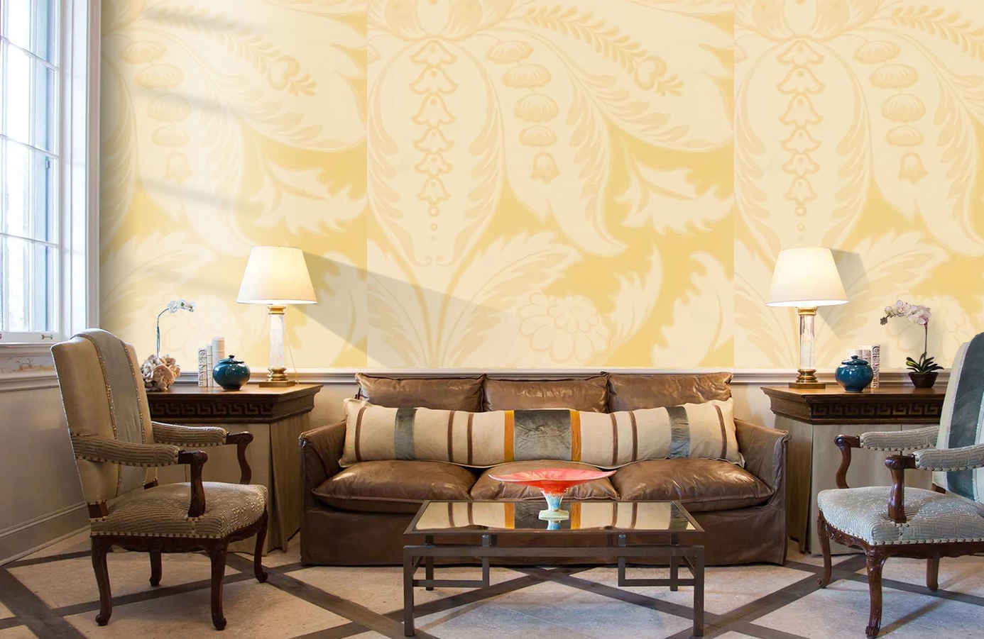 Обои Venetiandamask-Corn-Wpcw9 фото в интерьере кабинета