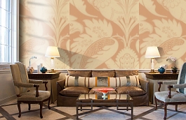 Обои Venetiandamask-Terracotta фото в интерьере кабинета превью