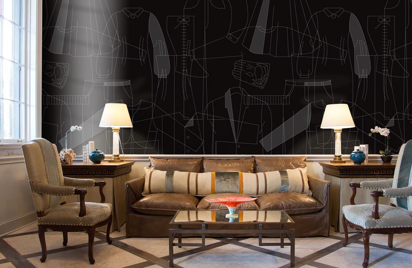 Обои DM210-4 фото в интерьере кабинета