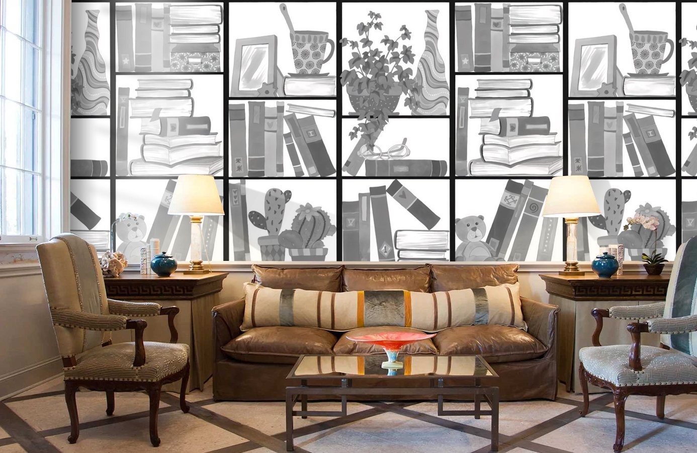 Обои P121601-4 фото в интерьере кабинета