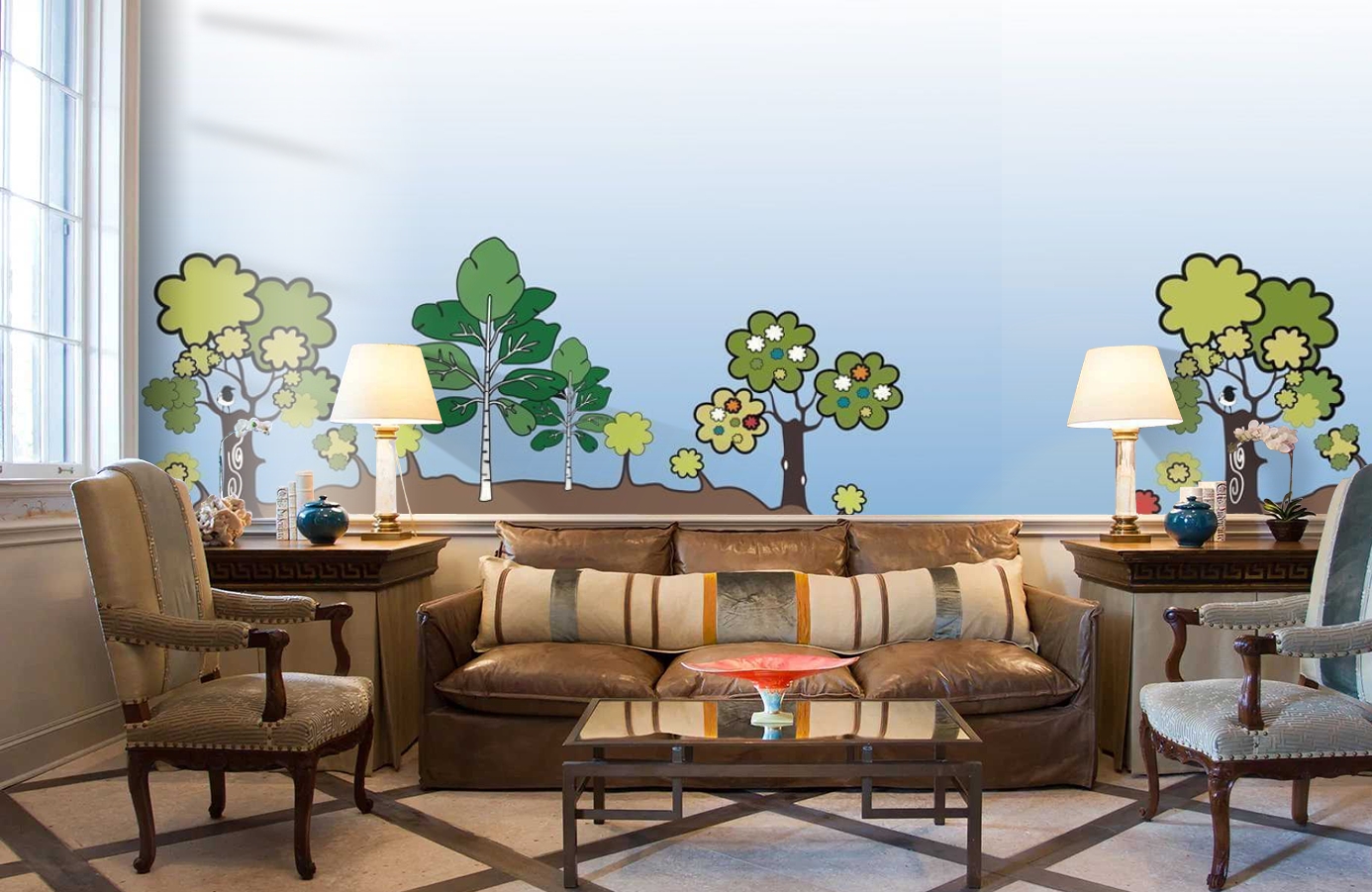 Обои DM204-1 фото в интерьере кабинета Обои DM204-1 фото в интерьере кабинета