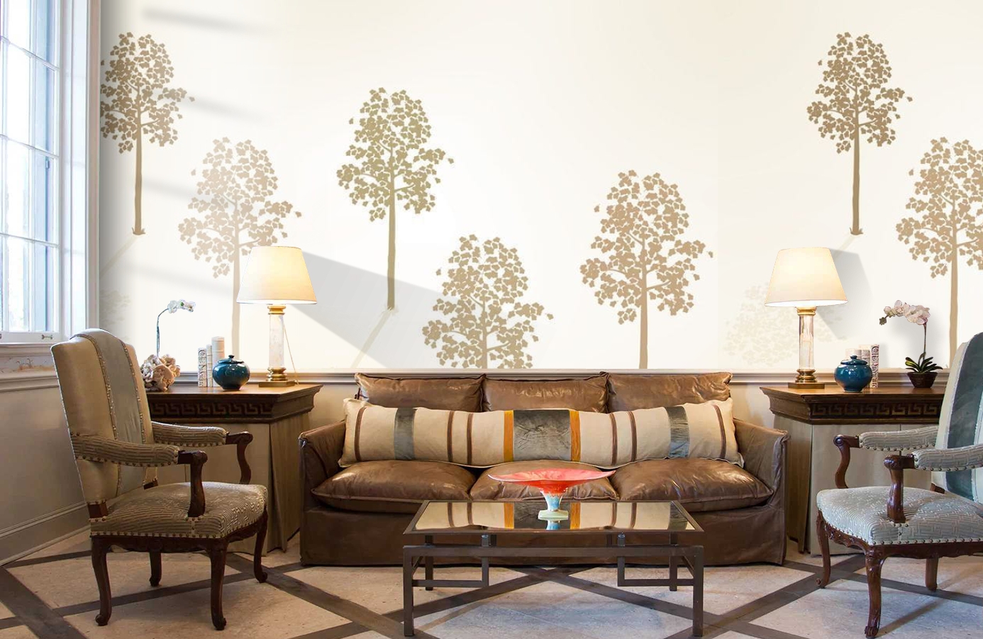 Обои DM214-2 фото в интерьере кабинета