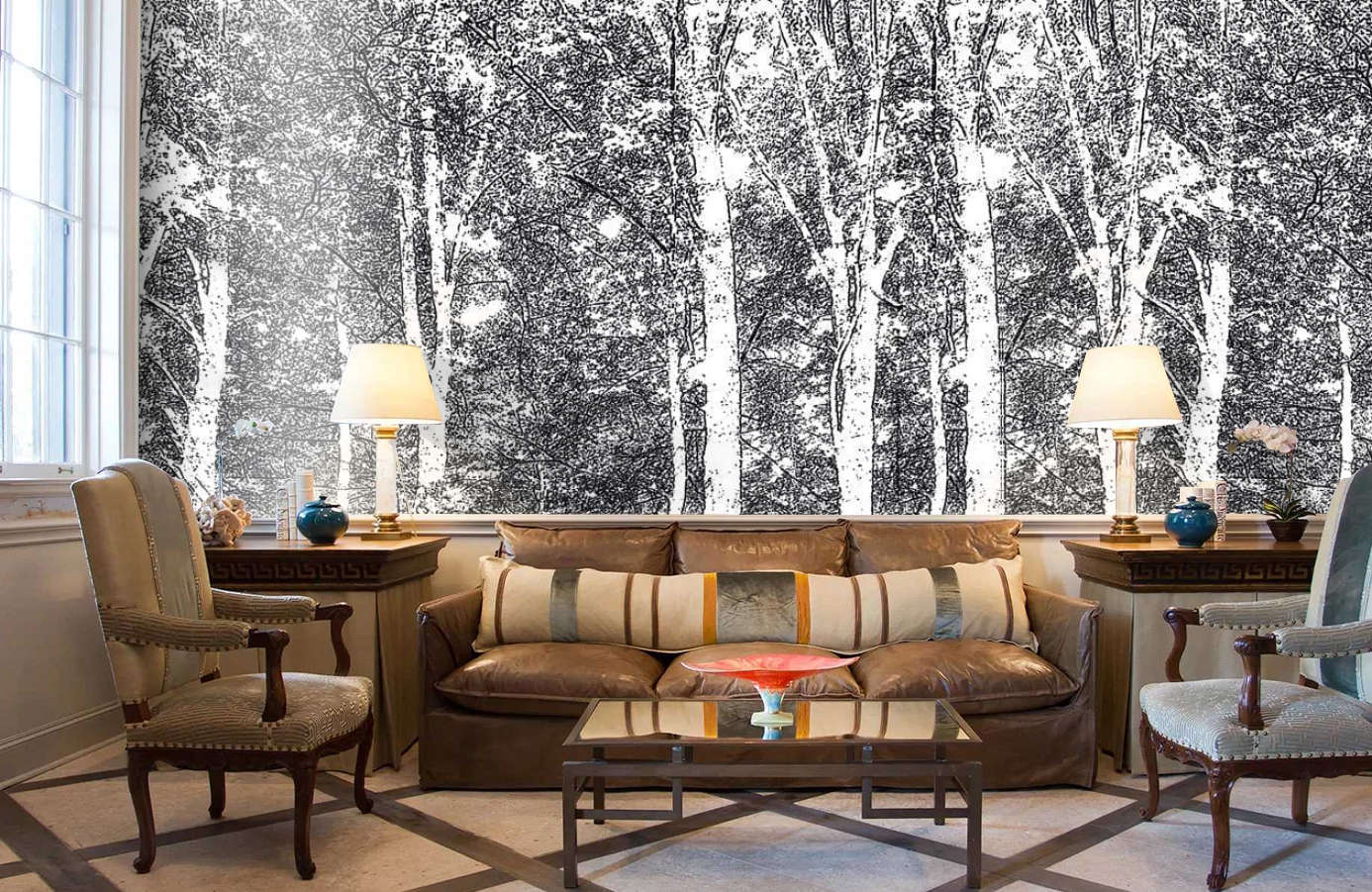 Обои DM216-4 фото в интерьере кабинета