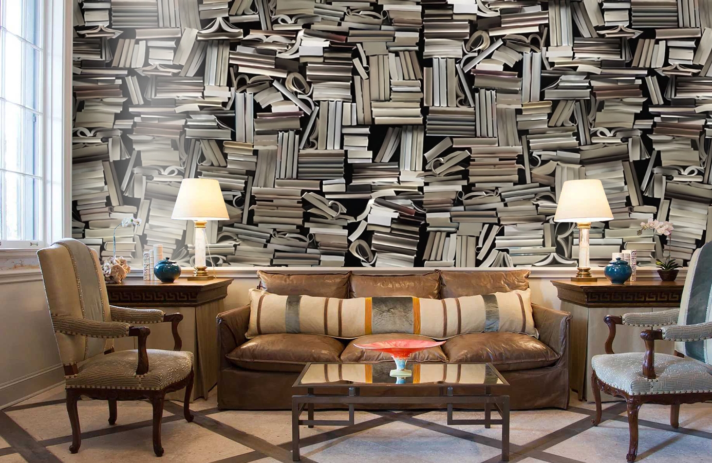 Обои P190301-6 фото в интерьере кабинета