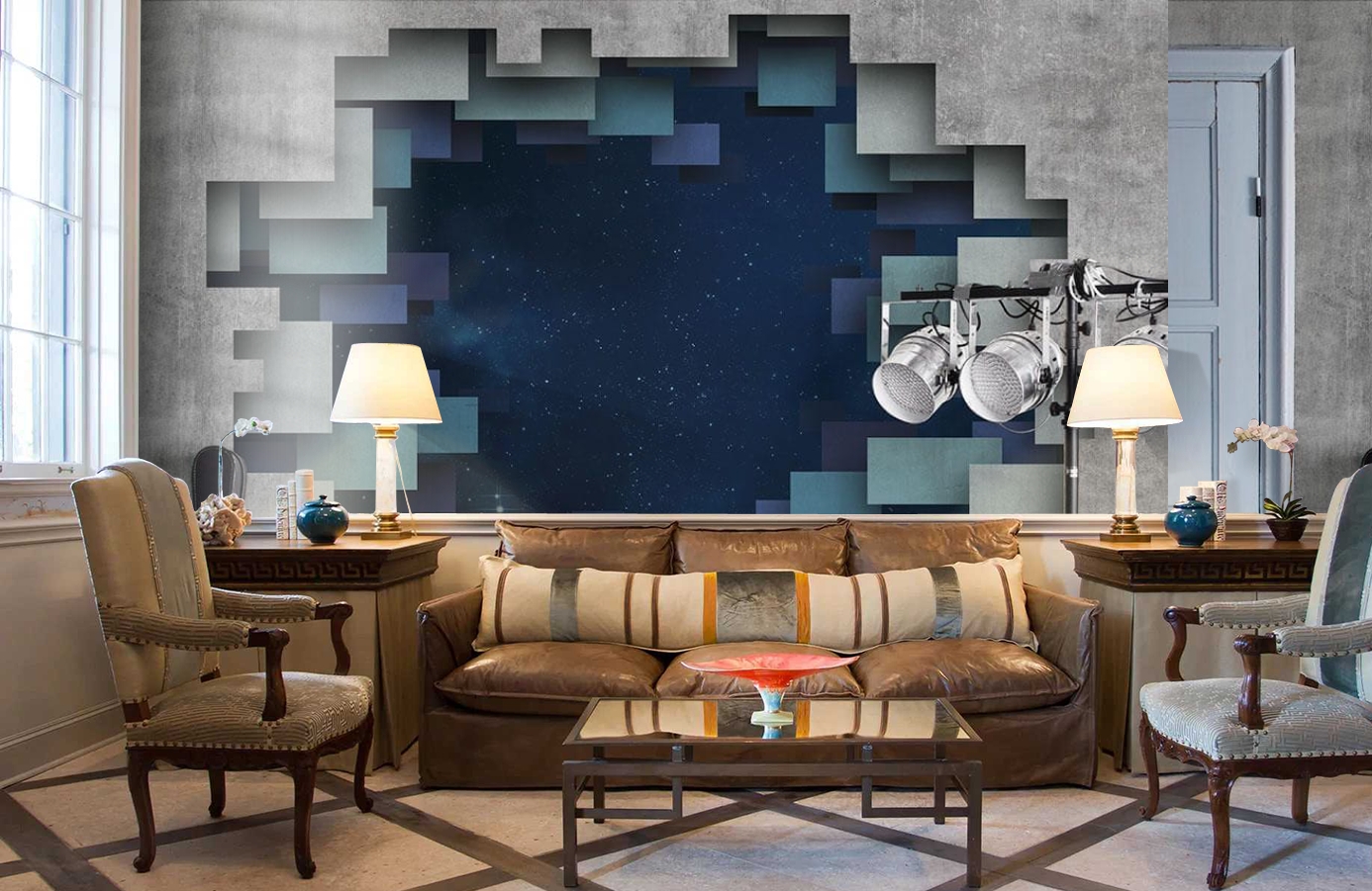 Обои P200802-7 фото в интерьере кабинета