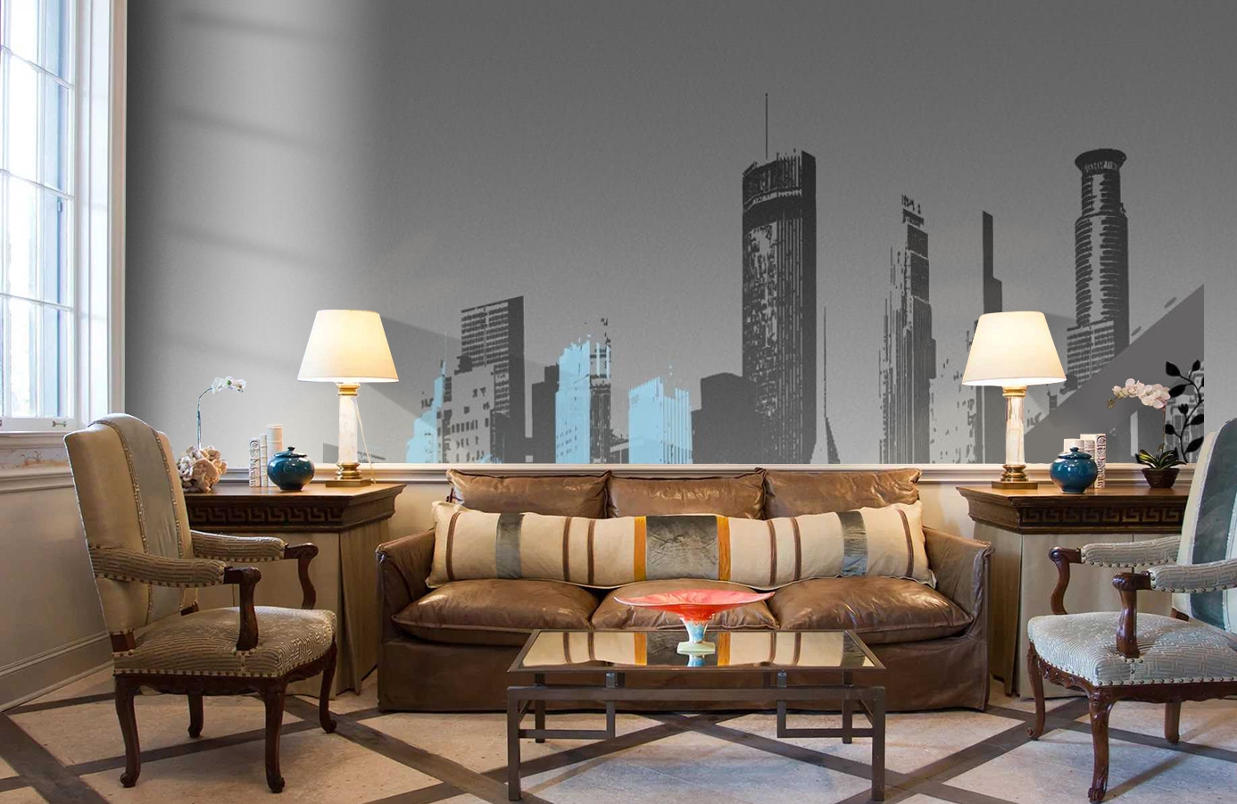 Обои P030702-8 фото в интерьере кабинета