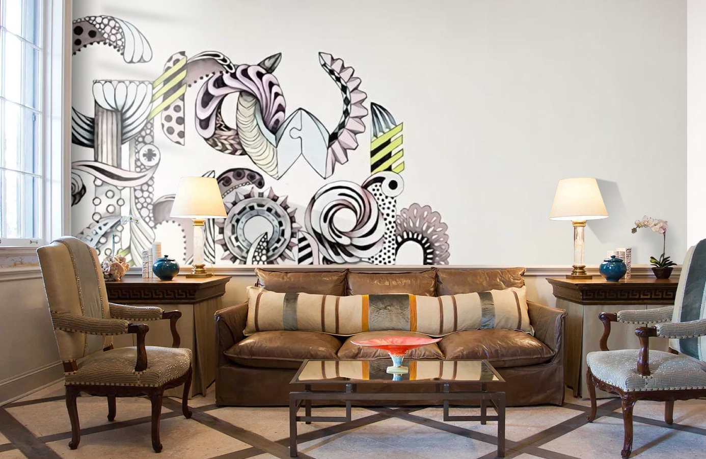 Обои P202401-8 фото в интерьере кабинета