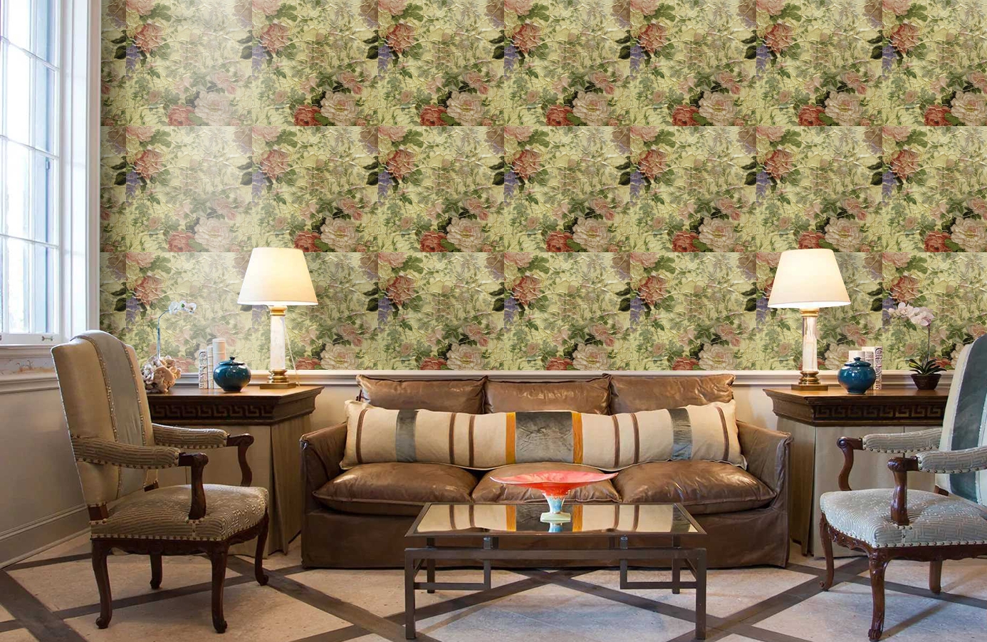 Обои ROSES_ANCIENNES_P__01 фото в интерьере кабинета