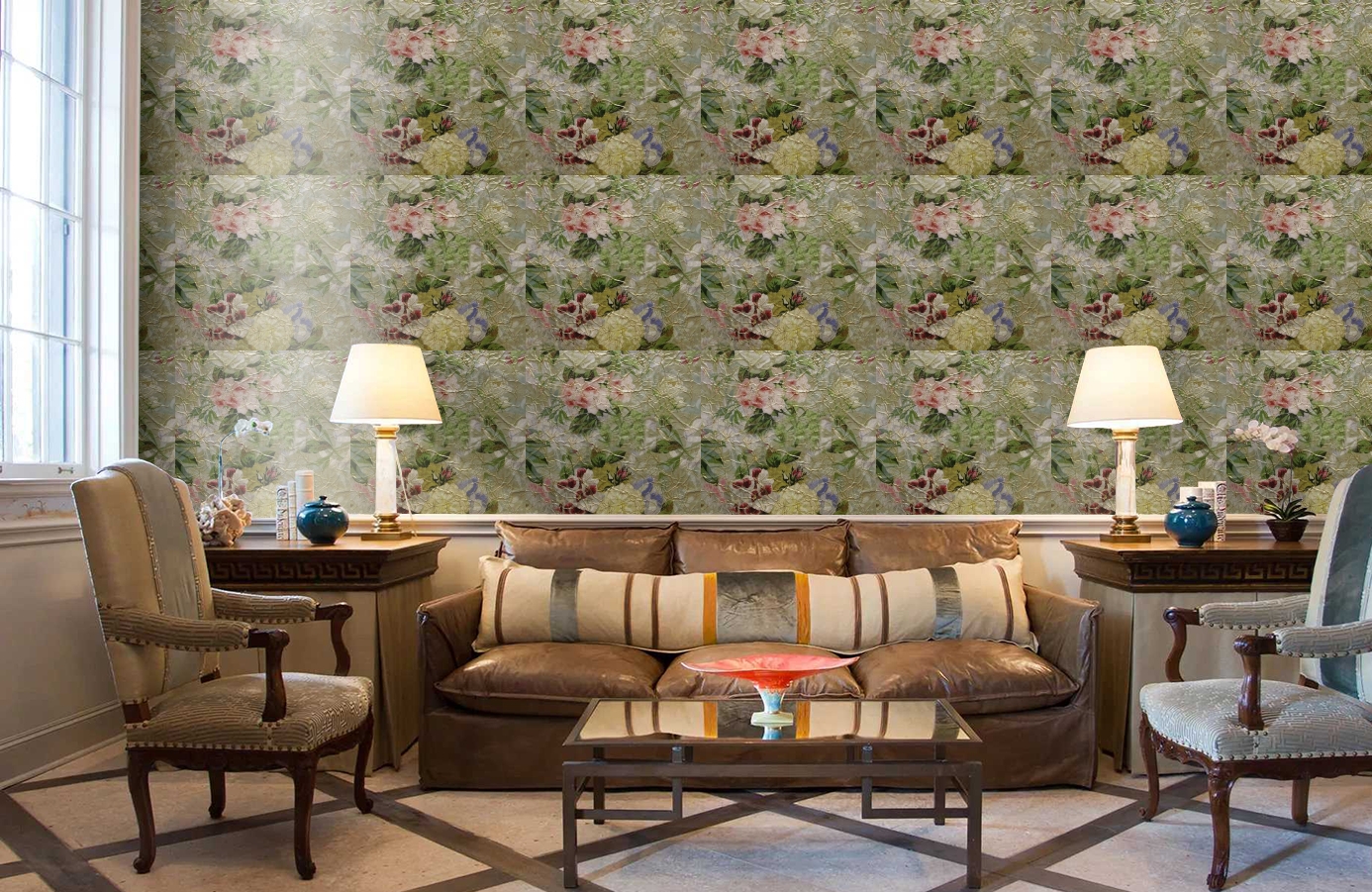 Обои ROSES_ANCIENNES_P__05 фото в интерьере кабинета