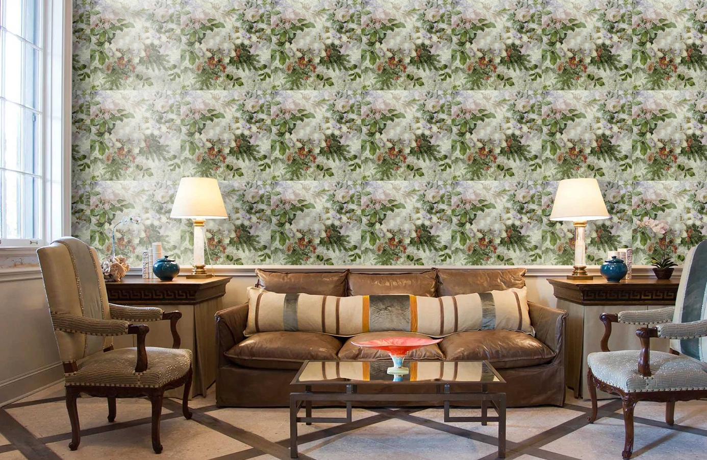 Обои ROSES_ANCIENNES_P__08 фото в интерьере кабинета