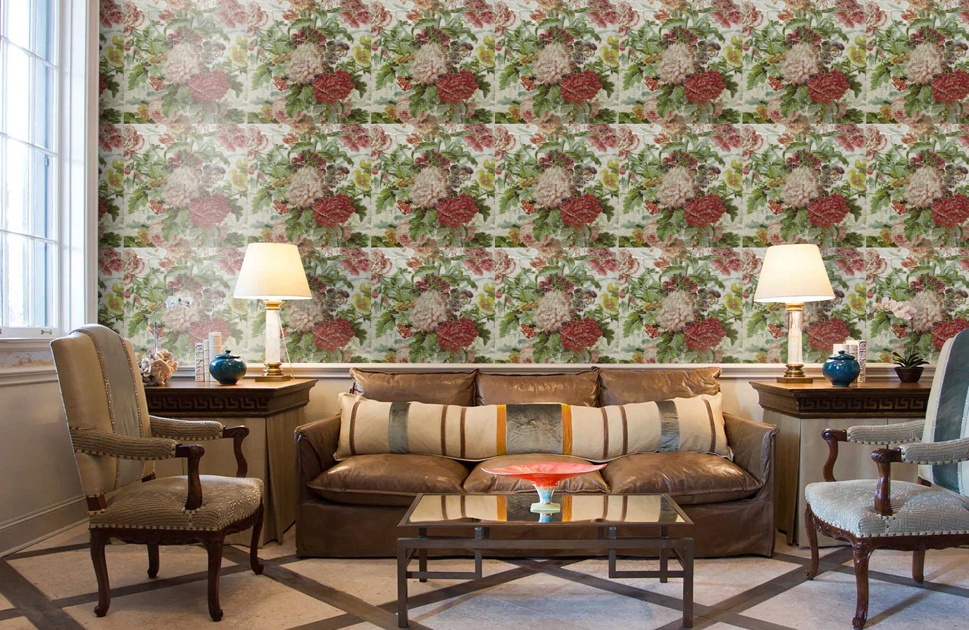 Обои ROSES_ANCIENNES_P__10 фото в интерьере кабинета