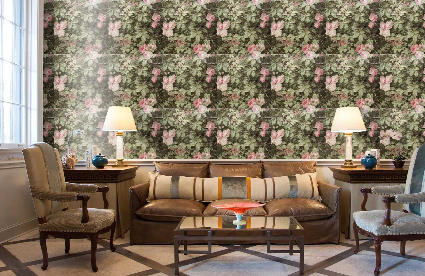Обои ROSES_ANCIENNES_P__11 фото в интерьере кабинета