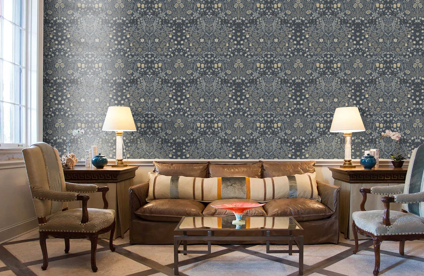 Обои KT20202 фото в интерьере кабинета