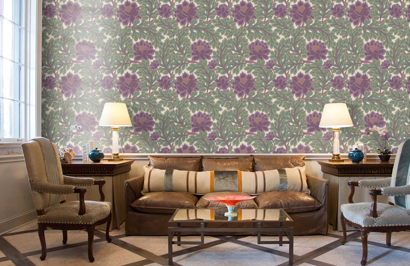 Обои 95-5027 фото в интерьере кабинета