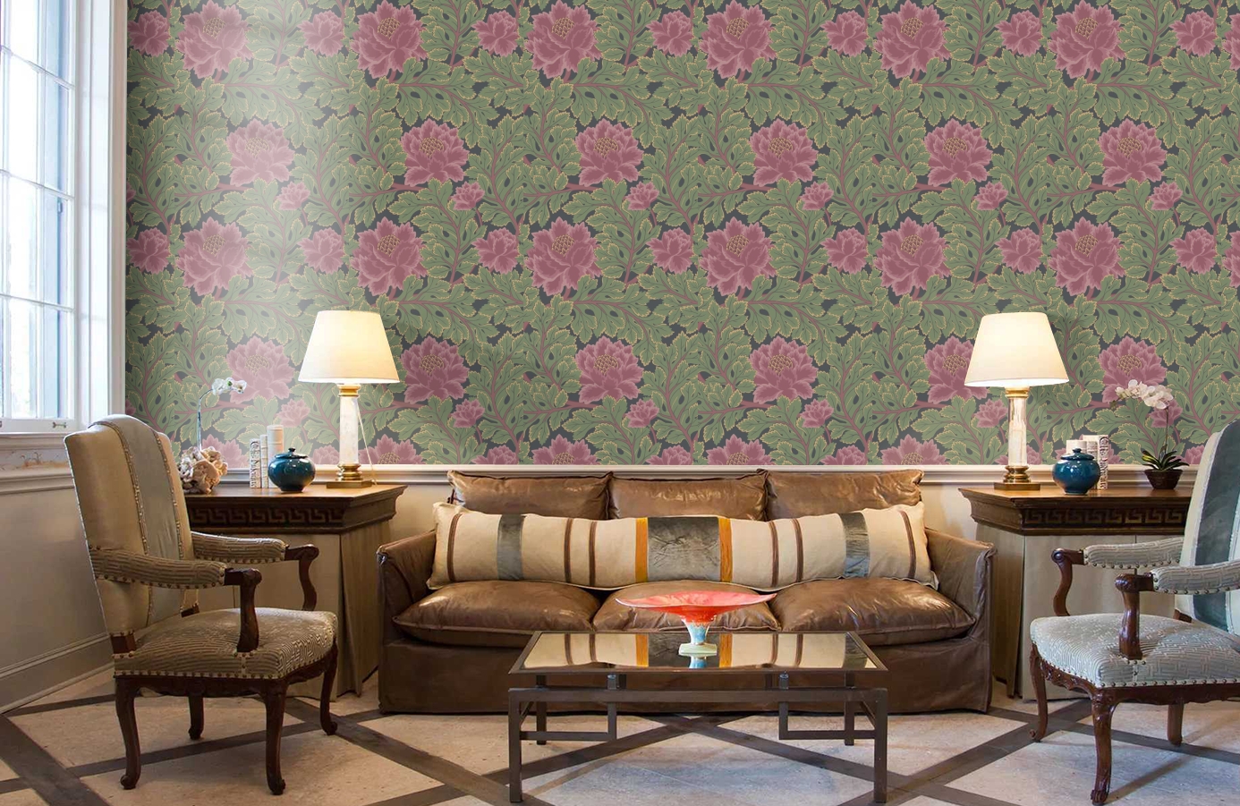 Обои 95-5028 фото в интерьере кабинета