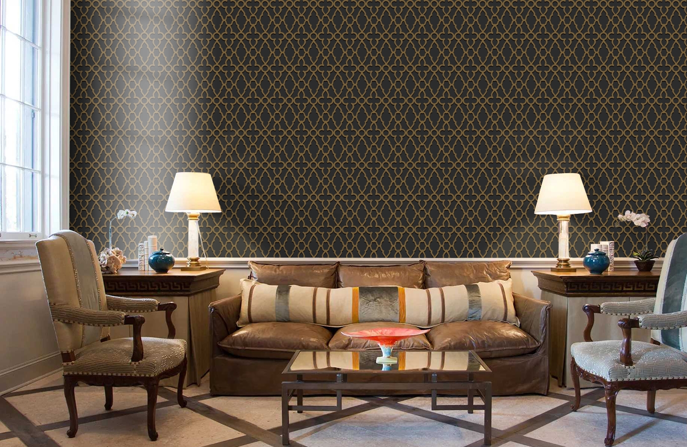 Обои 116-10039 фото в интерьере кабинета