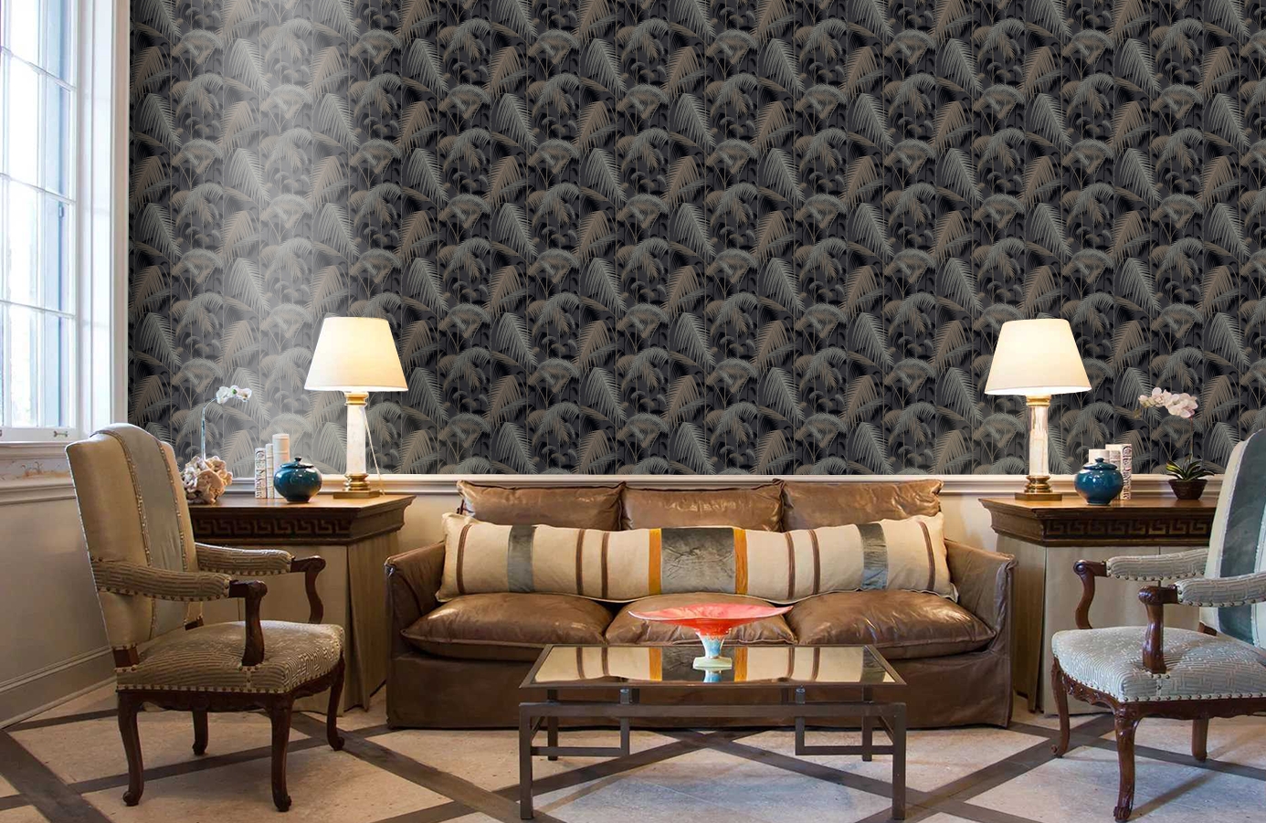 Обои 95-1004 фото в интерьере кабинета