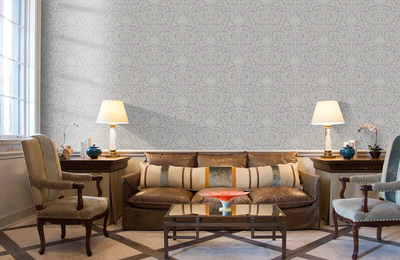 Обои 95-7042 фото в интерьере кабинета