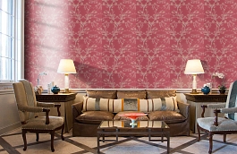 Обои Blossom Wallpaper Coral 1 фото в интерьере кабинета превью