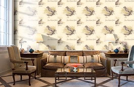 Обои Bewickbirds-Gorse-Wpcw116 фото в интерьере кабинета превью