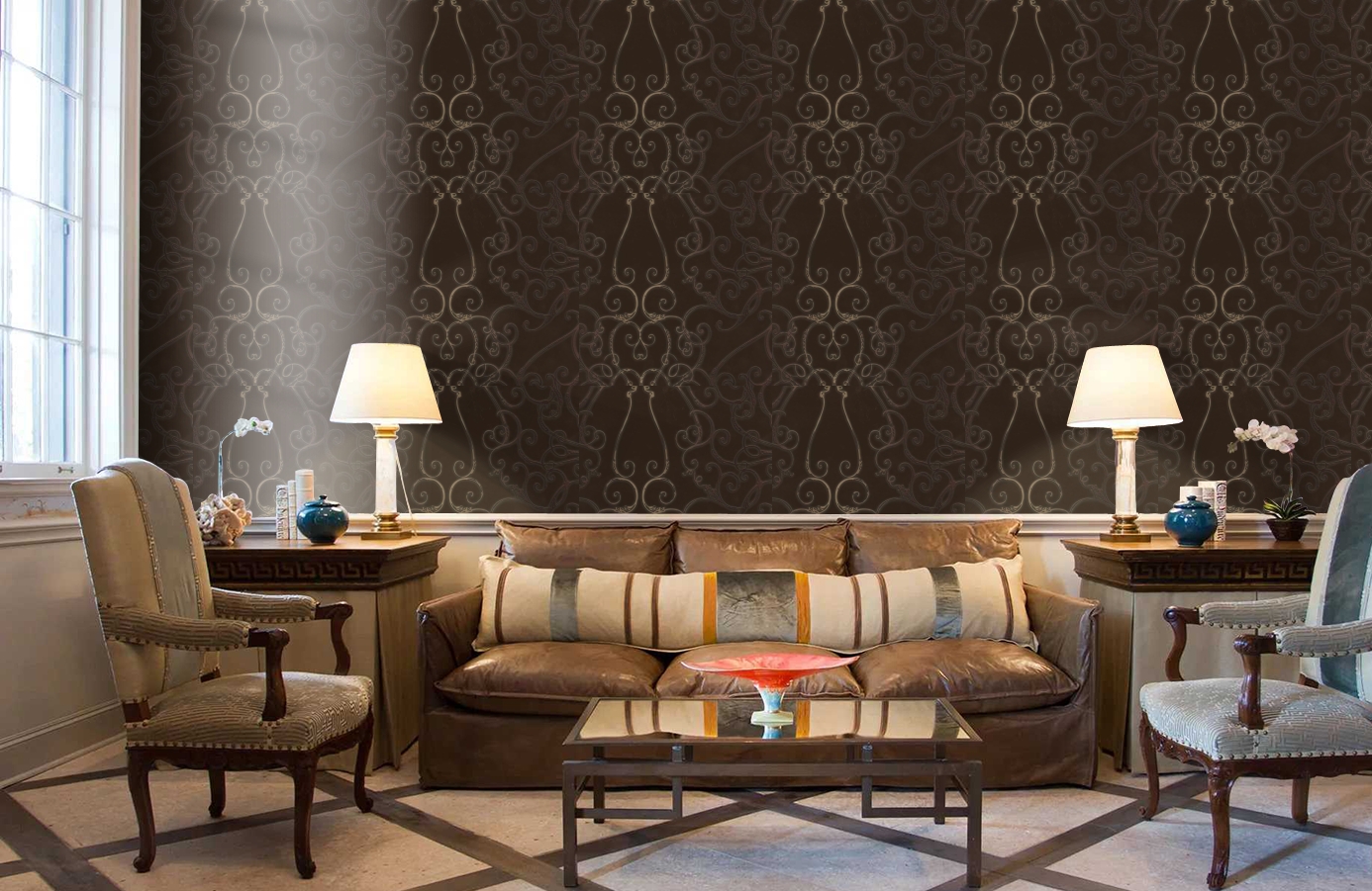 Обои HMY57619 фото в интерьере кабинета