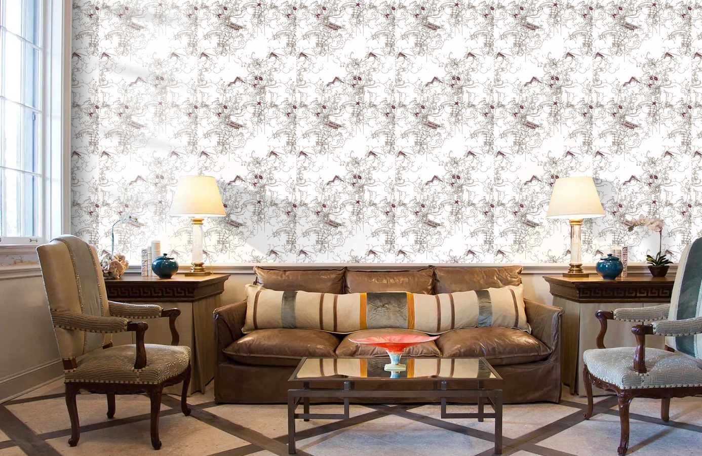 Обои 1980-1 фото в интерьере кабинета