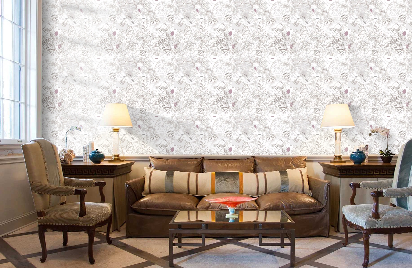 Обои 1984-2 фото в интерьере кабинета