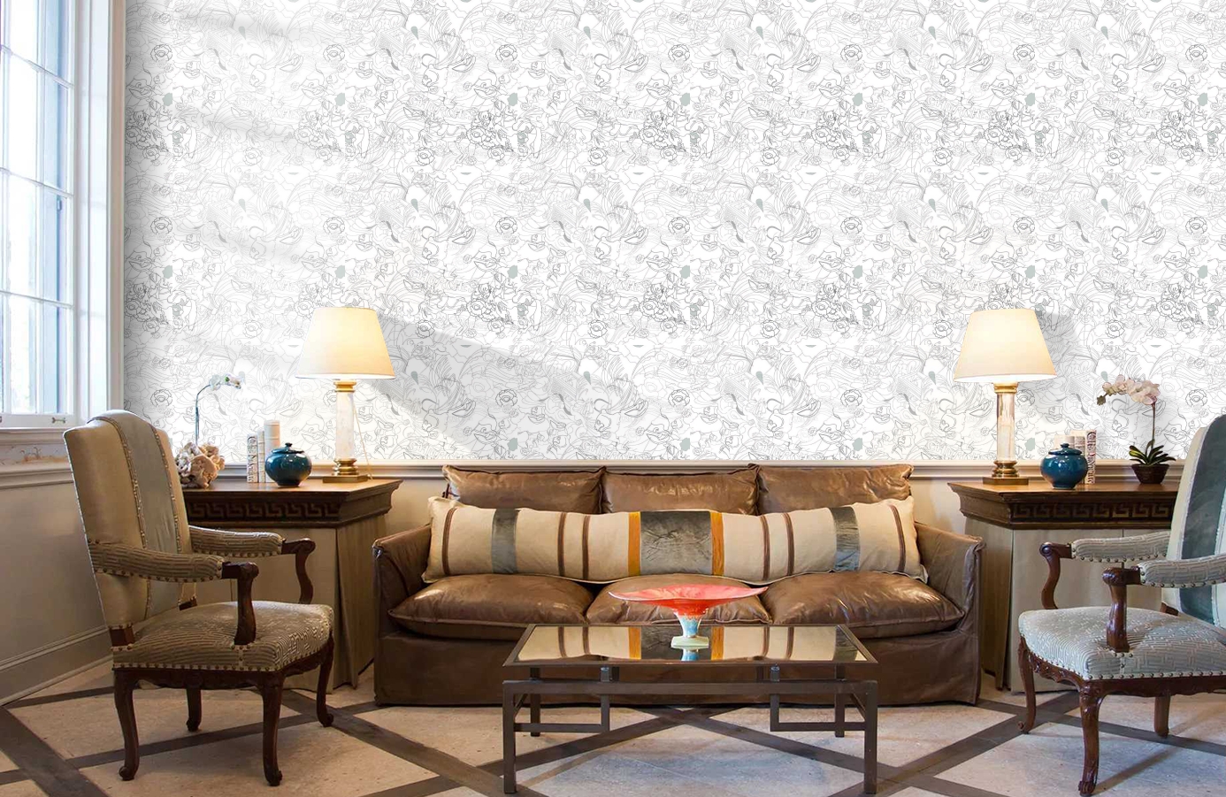 Обои 1984-3 фото в интерьере кабинета