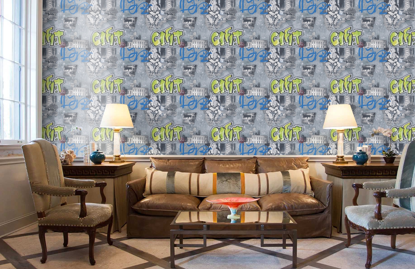 Обои 30468-2 фото в интерьере кабинета