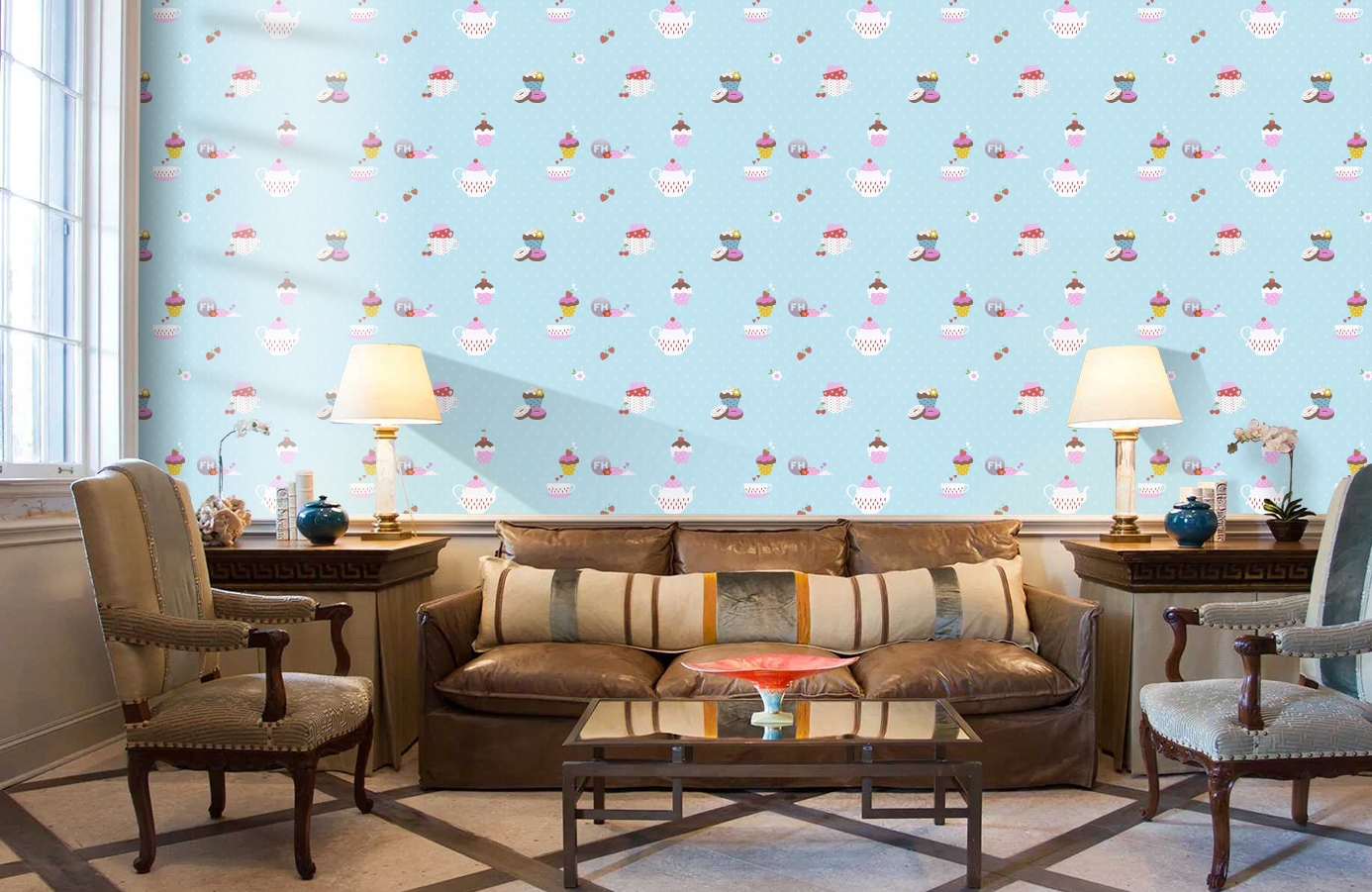 Обои 30568-1 фото в интерьере кабинета