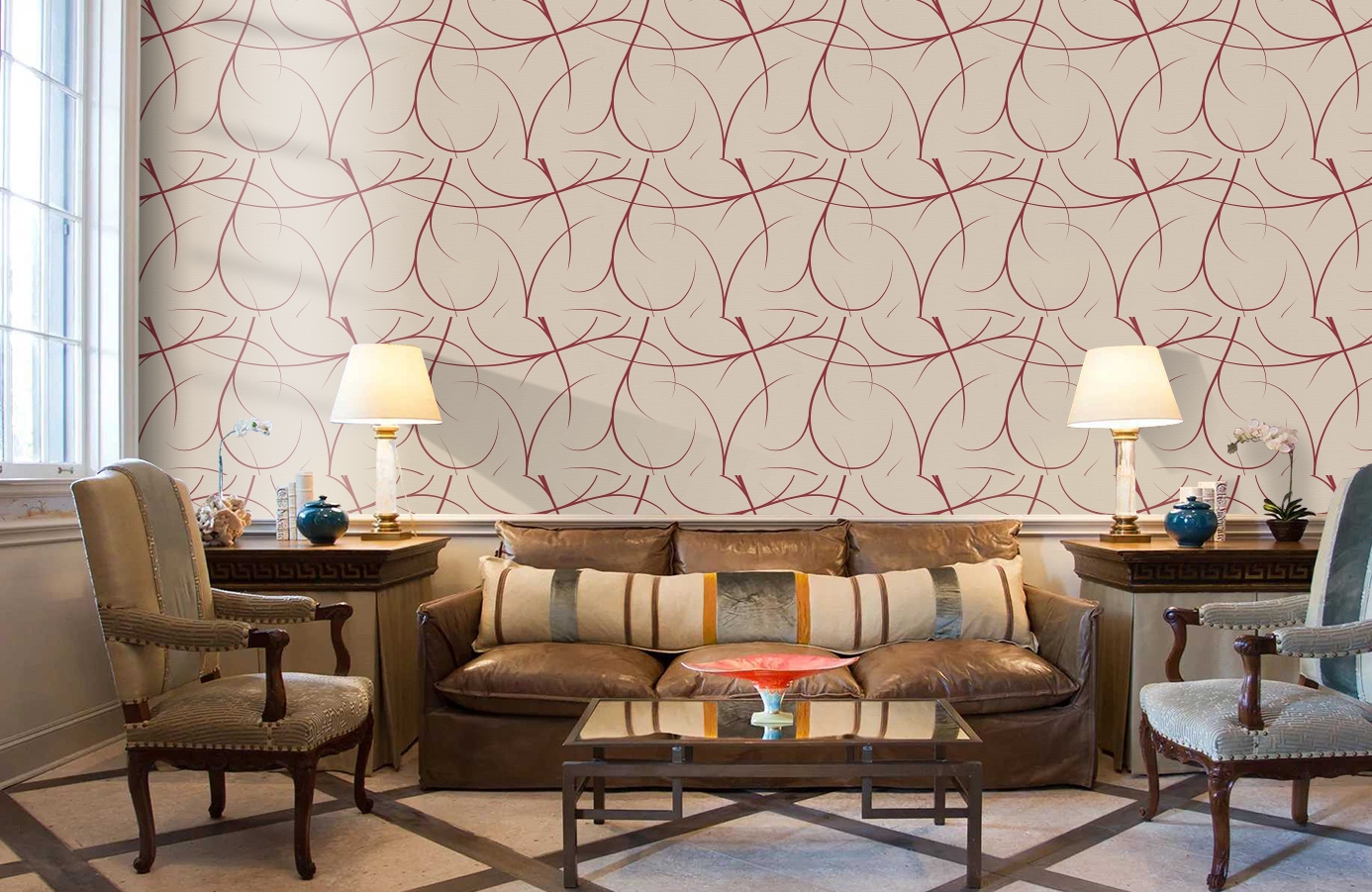 Обои 34215-2 фото в интерьере кабинета