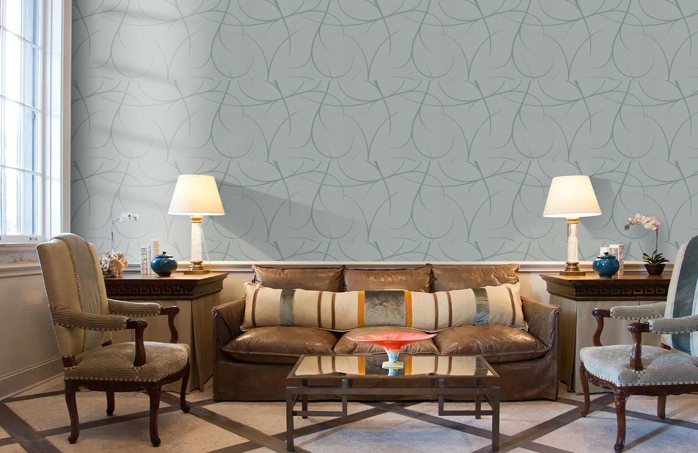 Обои 34215-3 фото в интерьере кабинета