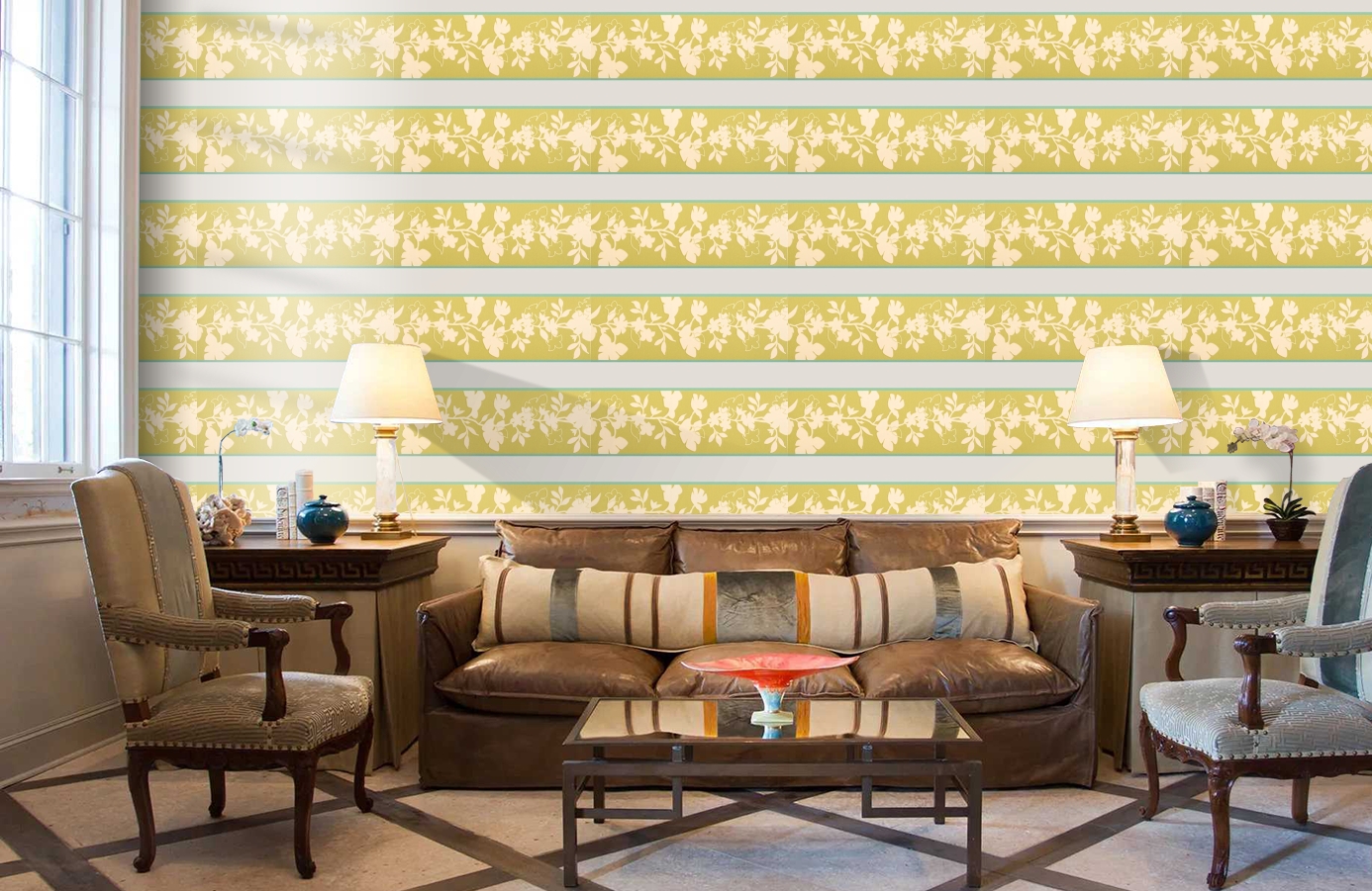 Обои 5510-30 фото в интерьере кабинета