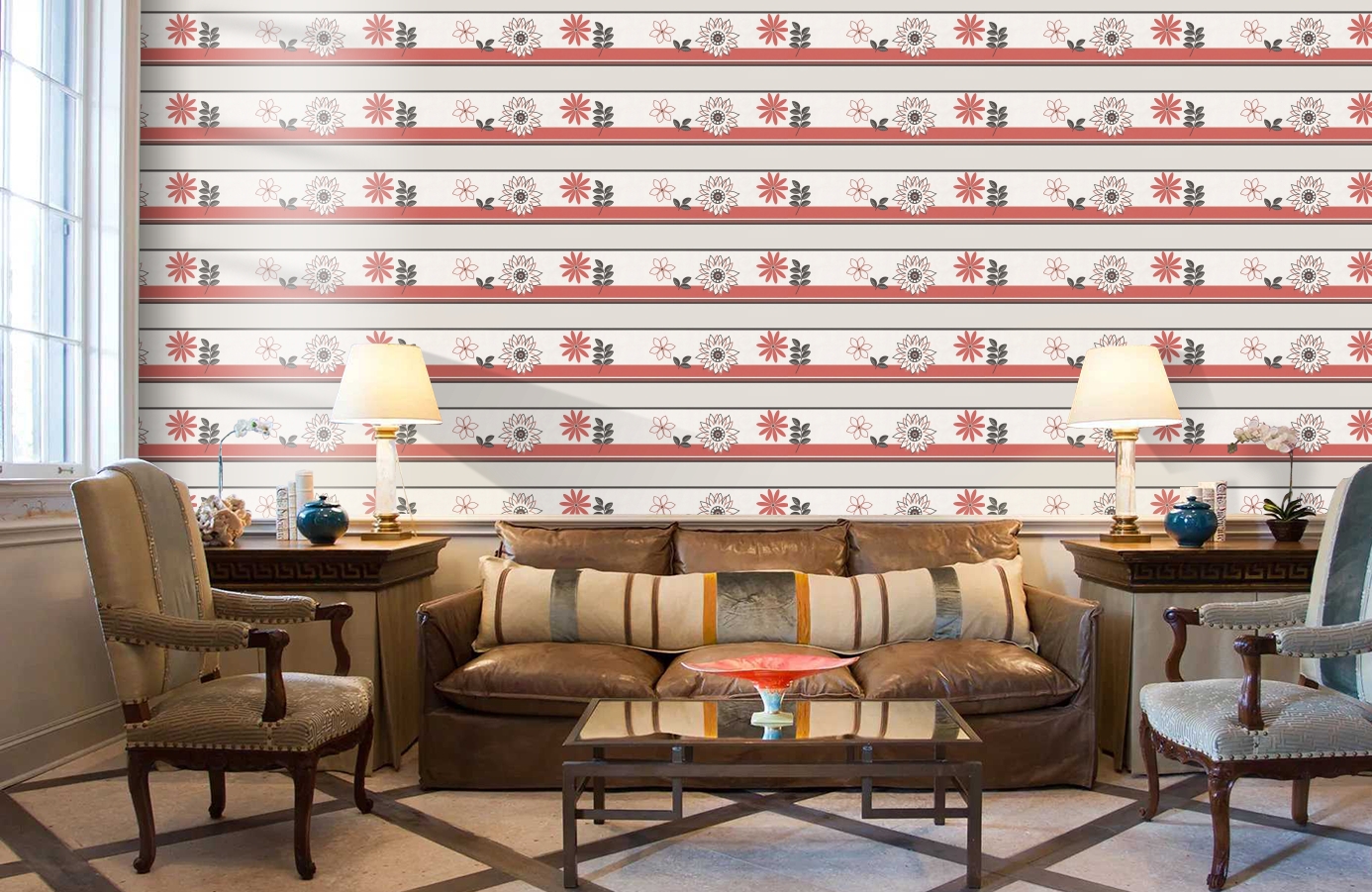 Обои 5866-12 фото в интерьере кабинета