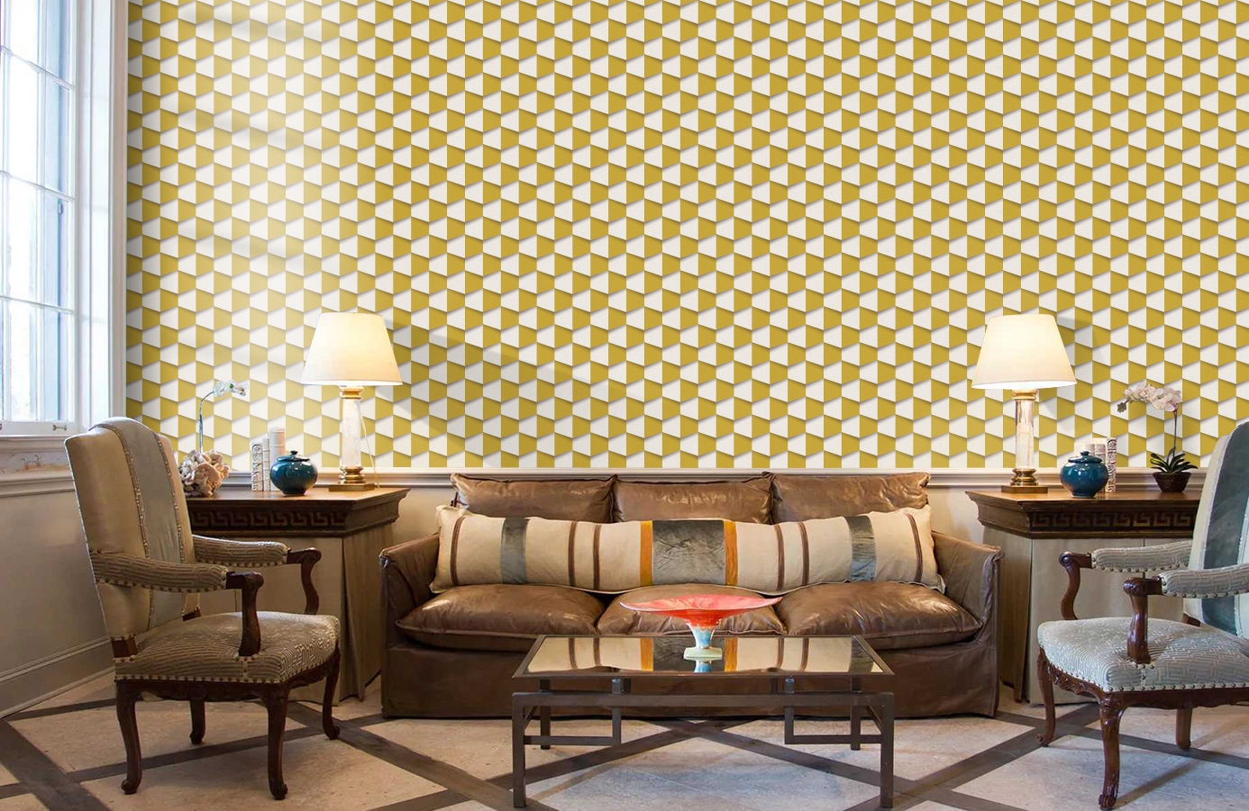 Обои 96018-1 фото в интерьере кабинета