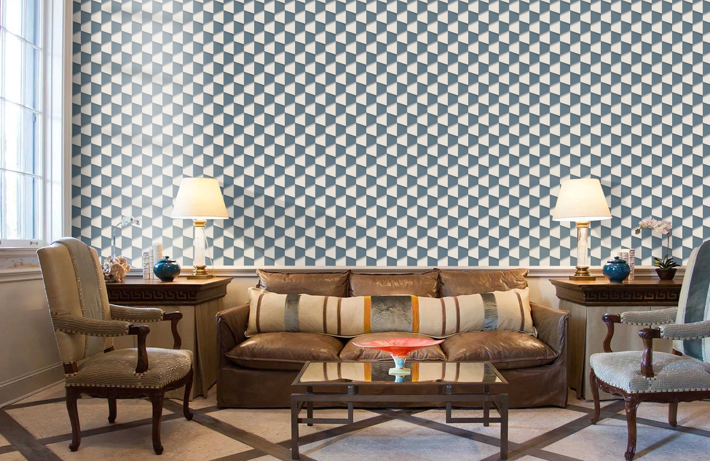 Обои 96018-2 фото в интерьере кабинета