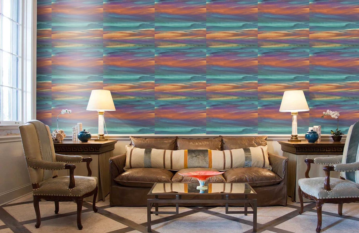 Обои AH40201 фото в интерьере кабинета