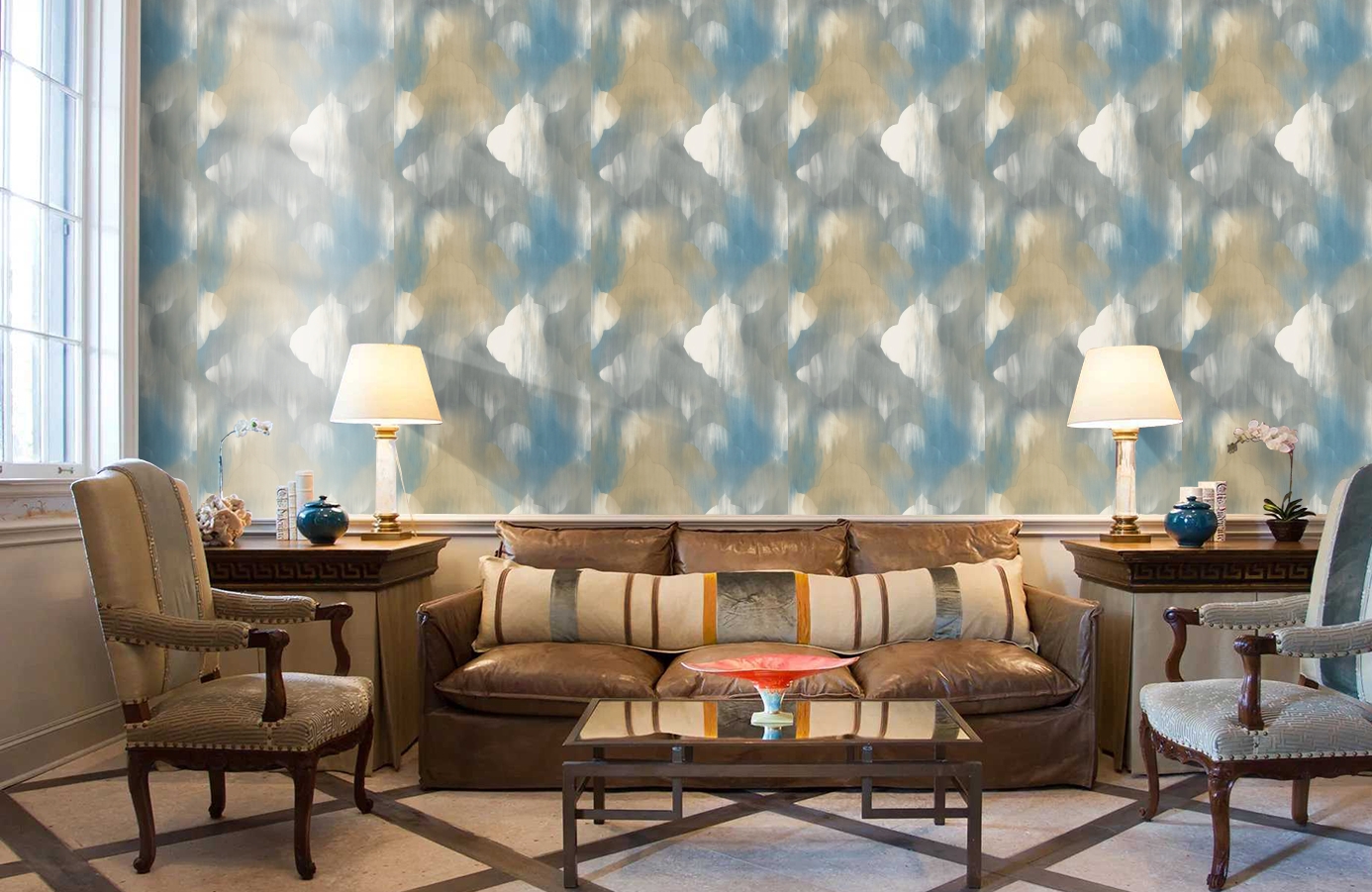 Обои AH40302 фото в интерьере кабинета