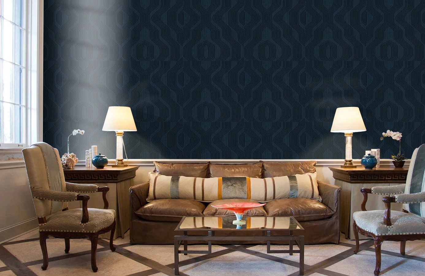 Обои BT3410 фото в интерьере кабинета